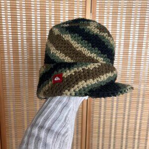 Y2K Quiksilver Striped Brim Beanie